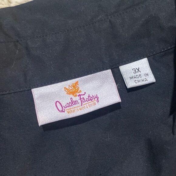 Vintage Quacker Factory Black Rhinestone Studded Western Rockabilly Shirt 3X - Picture 3 of 9